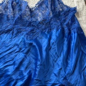 Victoria's Secret Cobalt Lace-Trim Satin Chemise